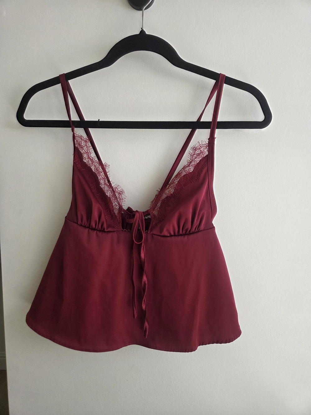 Kat the Label Sorrento Lace-Trim Rhubarb Camisole with Tie Front NWT size small